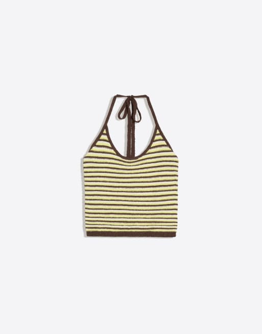 Bershka - Gebreide top met halternek in bruin, 4 van 4
