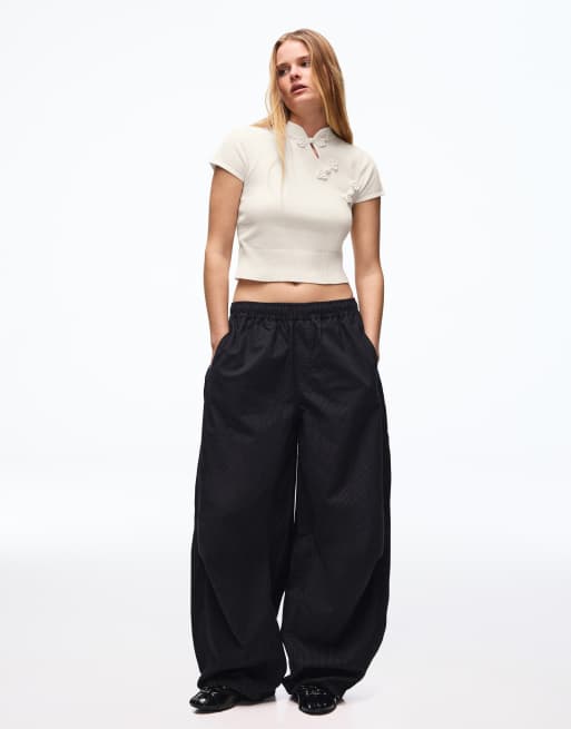Bershka gebreide trui met sluiting in ecru, 2 van 5