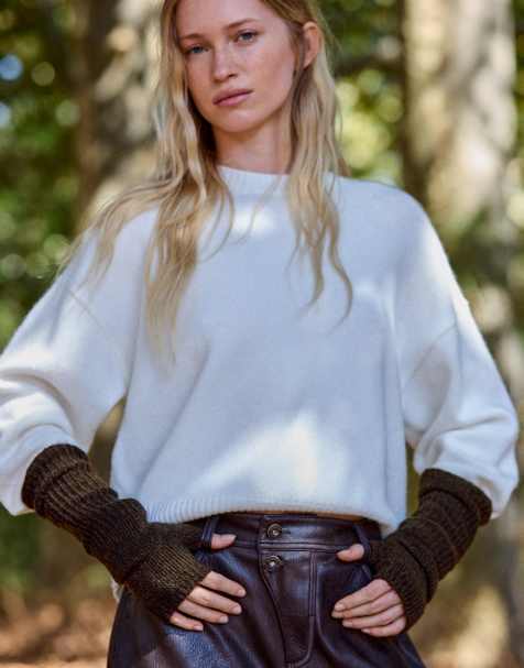 Bershka gebreide wanten in bruin - view 1