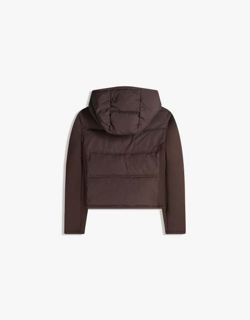 Bershka - Gecombineerd jack met capuchon en neopreen effect in bruin, 4 van 4