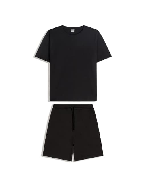 Bershka - Gecoördineerde set van T-shirt en short in zwart, 3 van 4