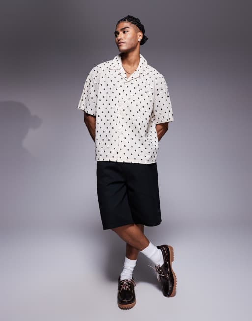 Bershka - Geheel geborduurd overhemd in ecru, 3 van 4