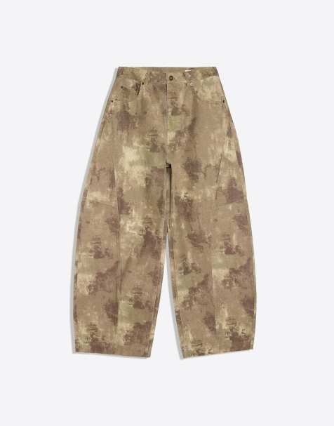 Bershka – Gemusterte Barrel-Hose in Braun - view 1