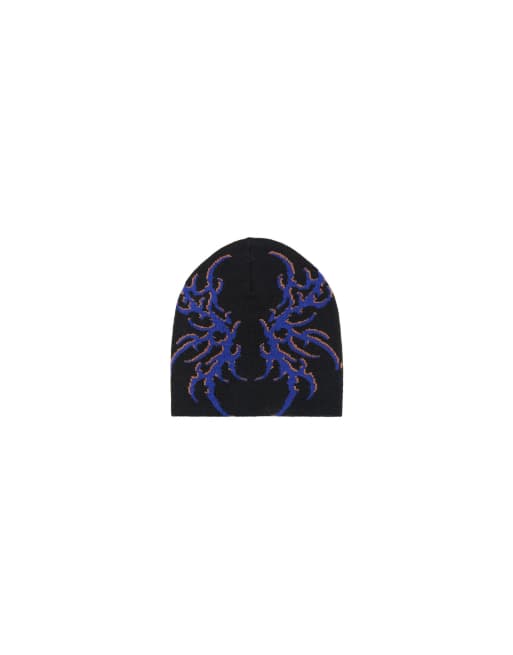 Bershka gemusterte Strick-Beanie in Schwarz, 4 von 4