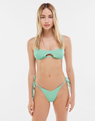 Bershka geometric bikini bottoms in green - part of a set