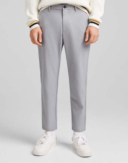 Bershka – Gerade geschnittene, elegante Hose in Grau