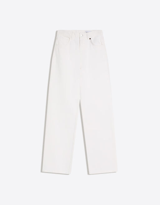 Bershka – Gerade geschnittene Jeans in Ecru mit weitem Bein, 2 von 4