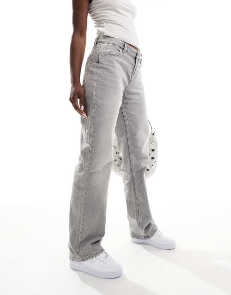 Bershka – Gerade geschnittene Jeans in Grau - view 1