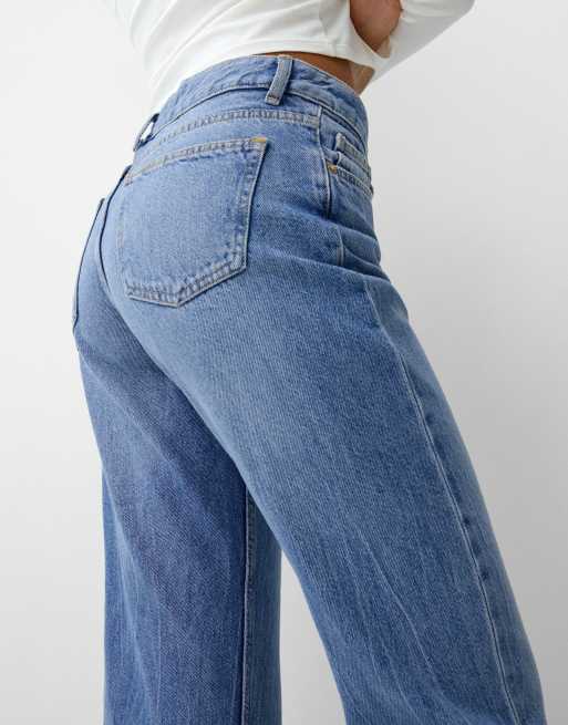 Bershka – Gerade geschnittene Jeans in Mittelblau, 4 von 4