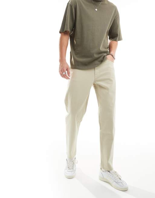 Bershka – Gerade geschnittene Vintage-Jeans in Sand
