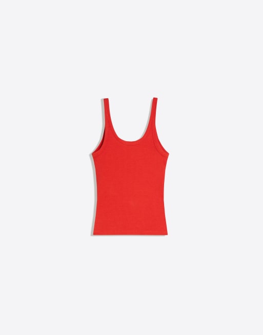 Bershka - Geribbeld hemdje in koraal, 6 van 6