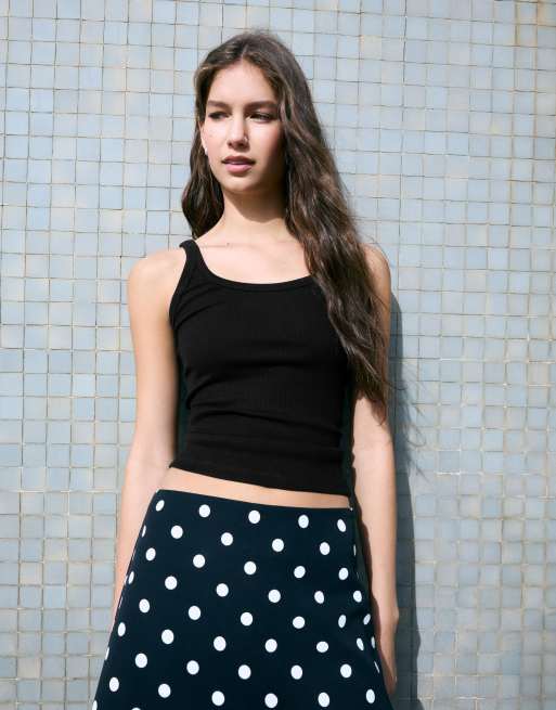 Bershka - Geribbeld hemdje in zwart, 2 van 5