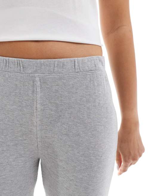 Bershka - Geribbelde broek met wijde pijpen in gemêleerd grijs, 5 van 5