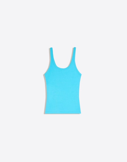 Bershka geribbelde hemdje in denimblauw, 5 van 5