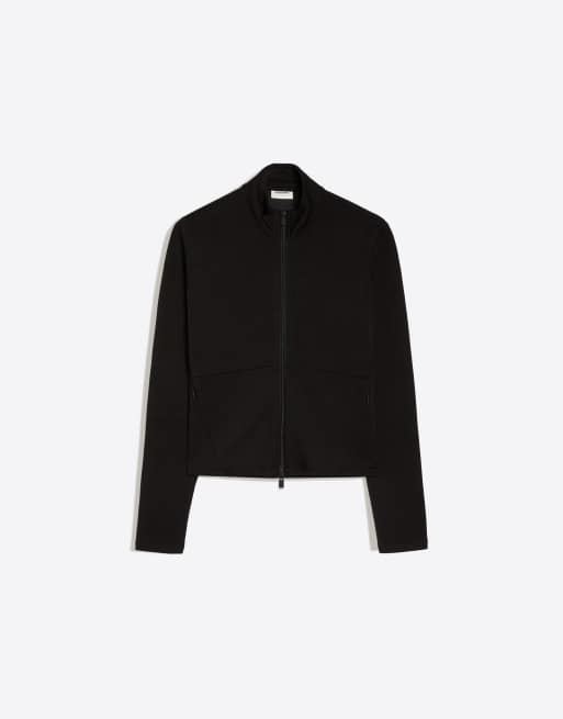 Bershka geribd jack met rits in zwart, 5 van 5