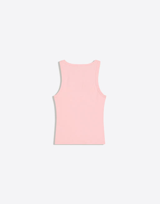 Bershka – Geripptes Basic-Trägertop in Rosa, 6 von 6