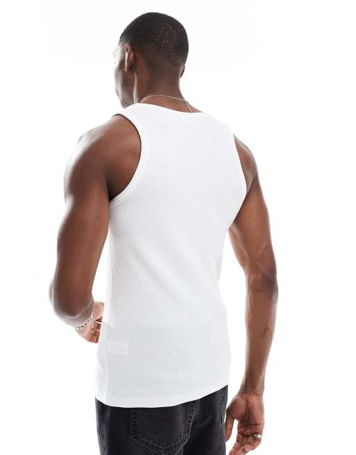 Bershka – Vitt, ribbat linne