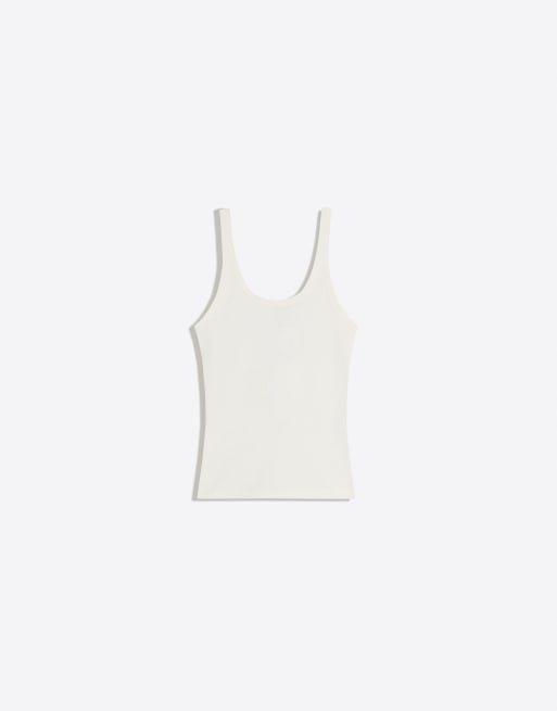 Bershka – Geripptes Trägertop in Weiß, 6 von 6