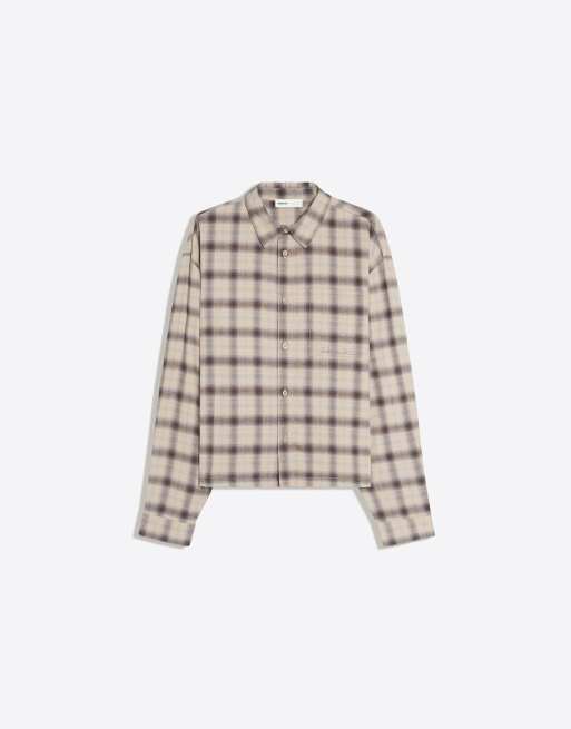 Bershka geruit overhemd met lange mouwen in brons, 5 van 6