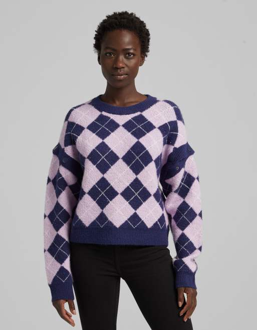 Bershka - Geruite trui met afneembare mouwen in multi