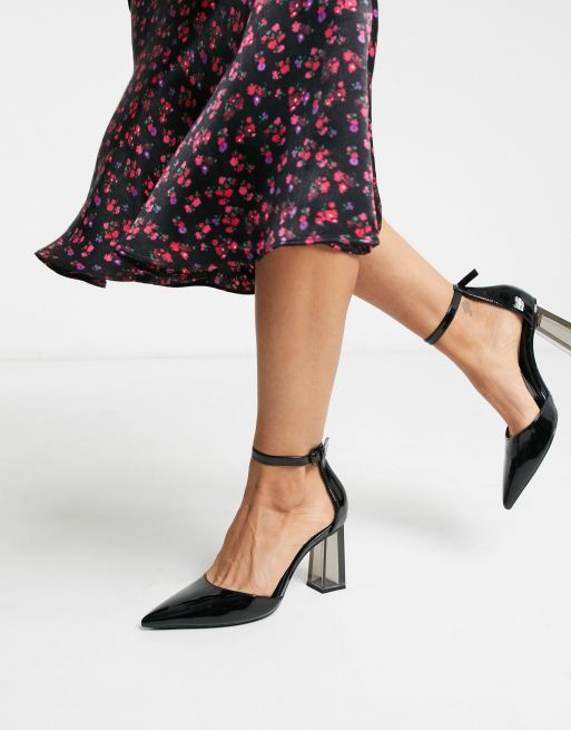 Bershka Geschlossene Schuhe Mit Transparentem Absatz In Schwarz Asos