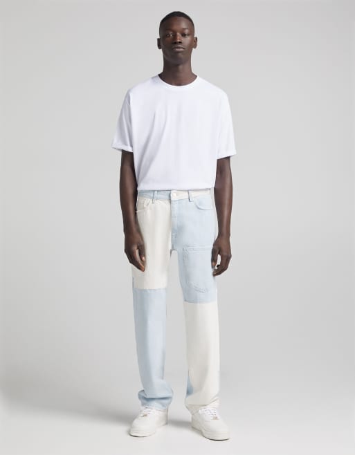 Bershka - Gesplitste jeans met jaren 90 pasvorm in multi, 4 van 4