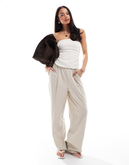 Bershka - Gestreept bandeau top van bengaline in ecru, 2 van 4