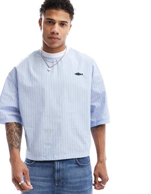 Bershka - Gestreept overhemd in blauw