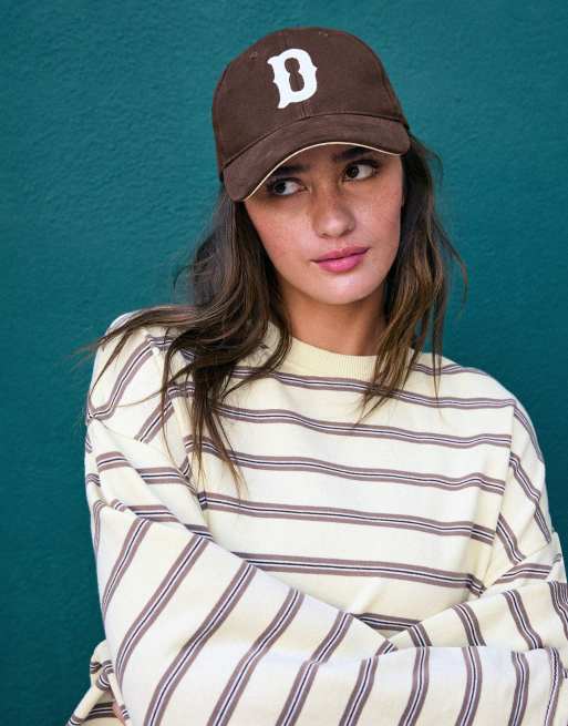 Bershka gestreepte sweatshirt met ronde hals in geel, 2 van 5