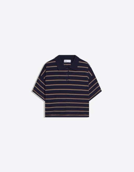 Bershka - Gestreepte trui met polokraag in blauw, 3 van 4