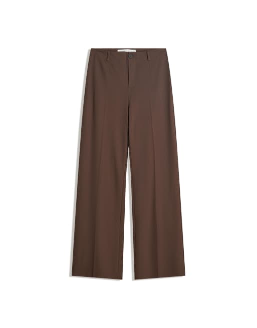 Bershka - Getailleerde broek met wijde pijpen in bruin, 5 van 5
