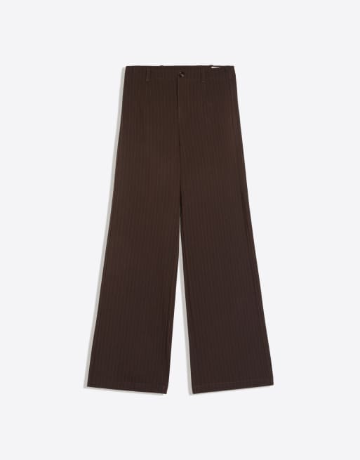 Bershka - Getailleerde broek met wijde pijpen in bruin, 5 van 5