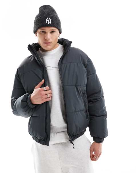 Bershka - Gewatteerd jack in grijs - view 1
