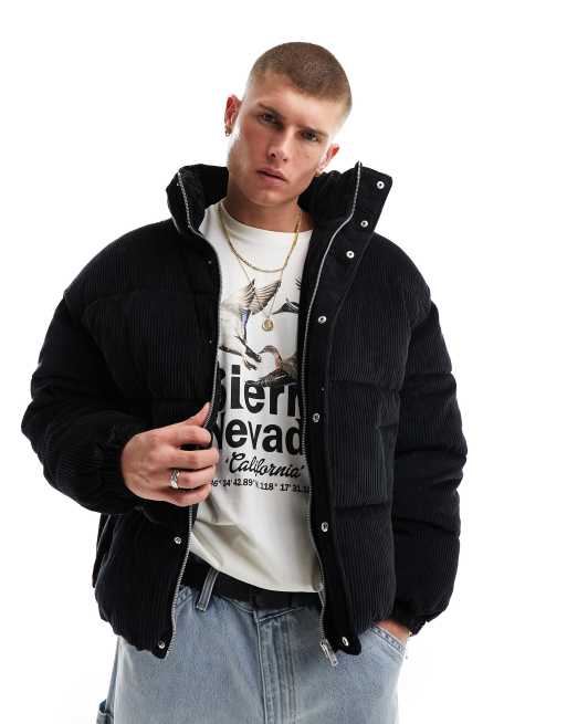 Bershka - Gewatteerd jack van corduroy in zwart