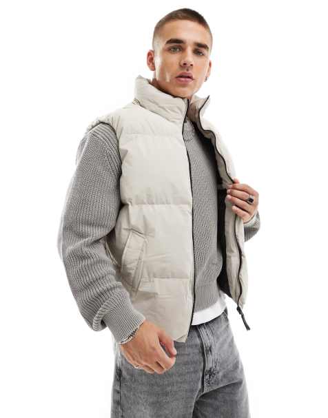 Bershka - Gewatteerde bodywarmer in stone - view 1
