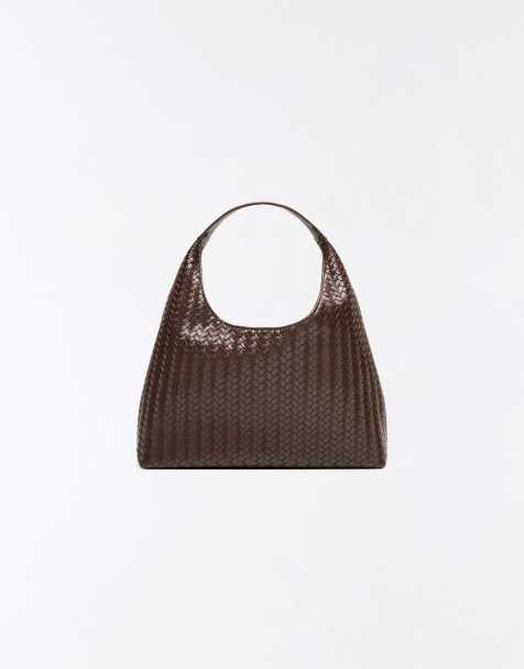 Bershka - Geweven bucket tas in bruin - view 1