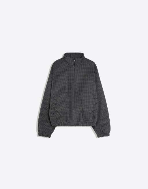 Bershka giacca a quadri con zip nera, 7 di 7