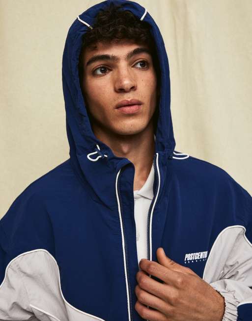Bershka - Giacca a vento blu con cappuccio, 4 di 4