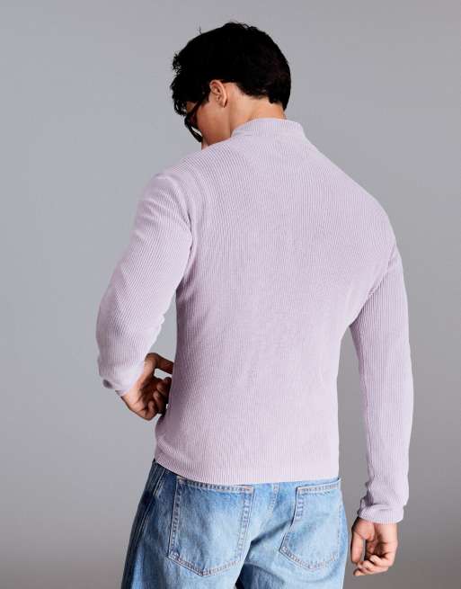 Bershka giacca aderente a coste con zip viola, 4 di 6