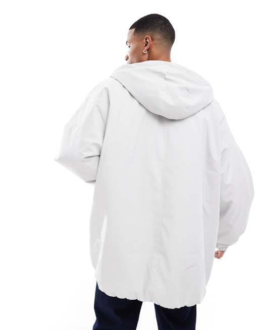 Bershka - Giacca antipioggia in nylon tecnico color ghiaccio, 3 di 4