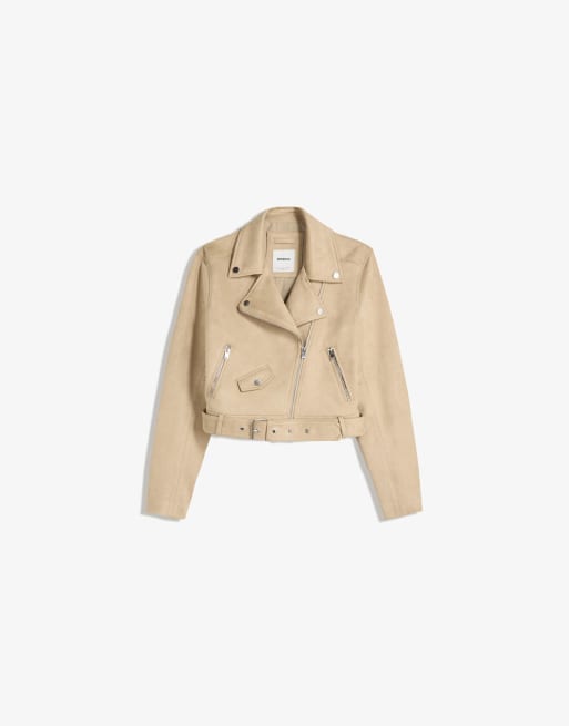 Giacca Blazer Bianche Pelle Bershka Giacca Biker Bianca Effetto