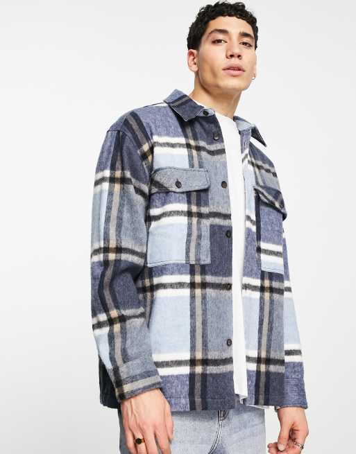 giacca camicia a quadri bershka