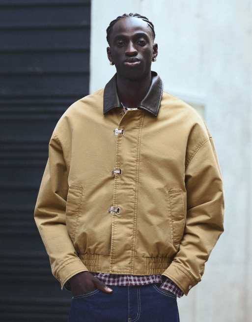 Bershka giacca con alamari e colletto a contrasto beige, 2 di 7