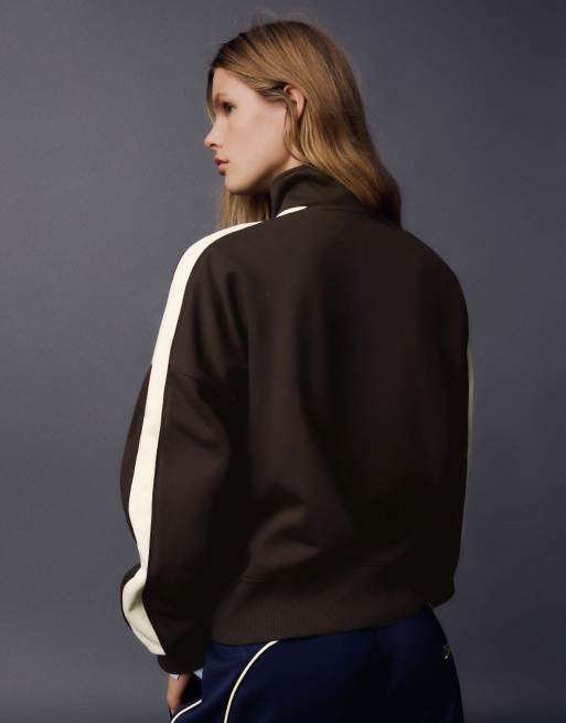 Bershka giacca con stampa accollata marrone, 3 di 5