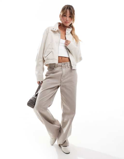 Bershka - Giacca écru in camoscio sintetico, 3 di 4