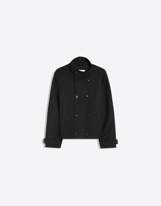 Bershka giacca effetto feltro con collo a imbuto nera, 7 di 7