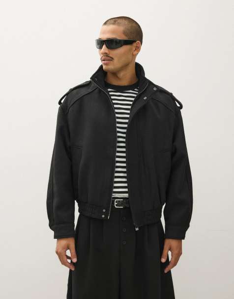 Bershka giacca effetto feltro con linguette nera - view 1