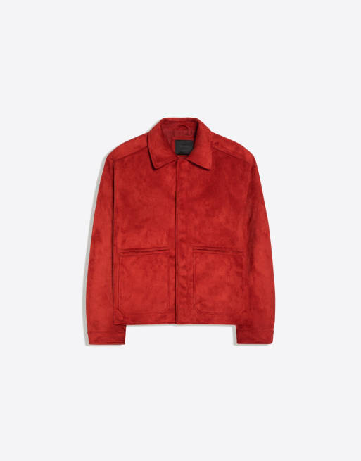 Bershka giacca in camoscio sintetico rossa, 5 di 5