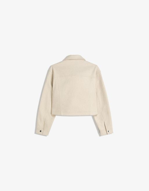 Bershka - Giacca in morbido feltro beige testurizzata, 2 di 2