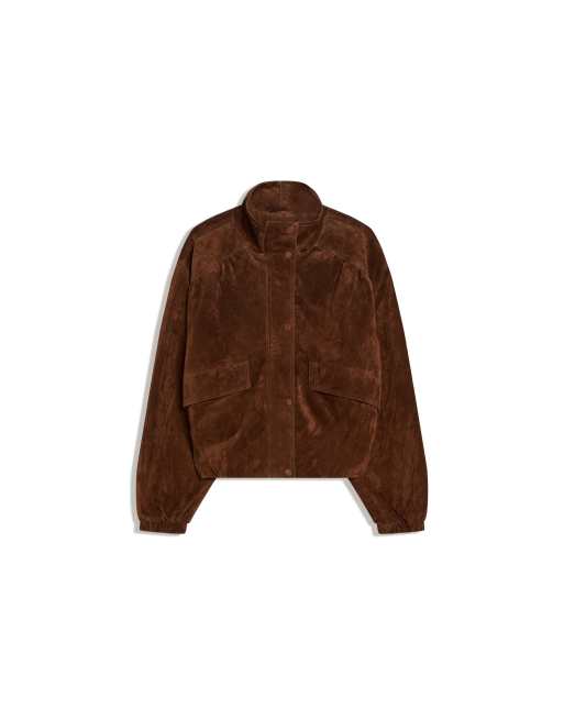 Bershka - Giacca in pelle marrone con tasche, 3 di 4